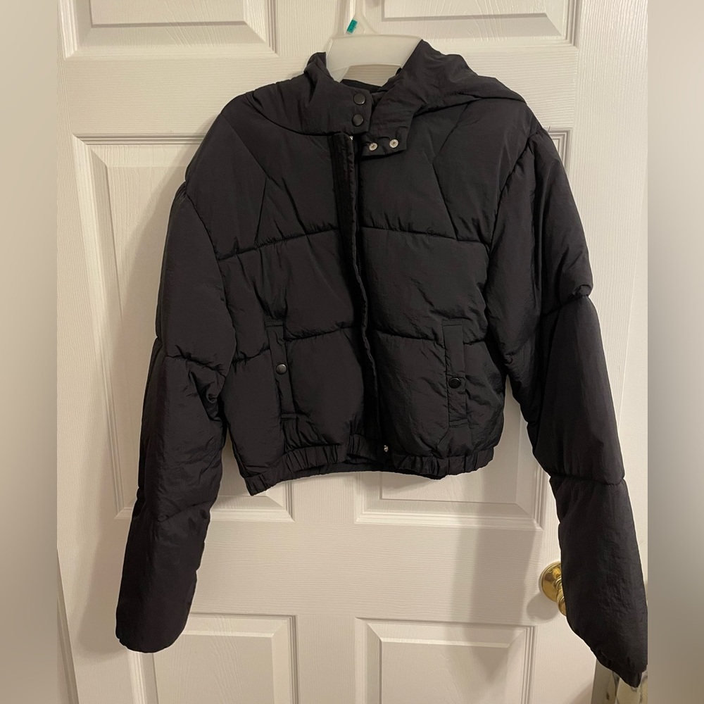 Black Puffer Jacket with Hood